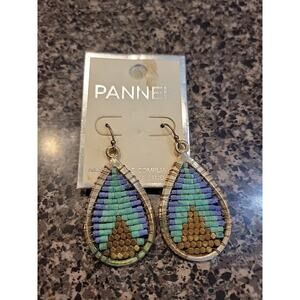 Vintage Pannee Earrings Thailand Teardrop Beaded Metal
